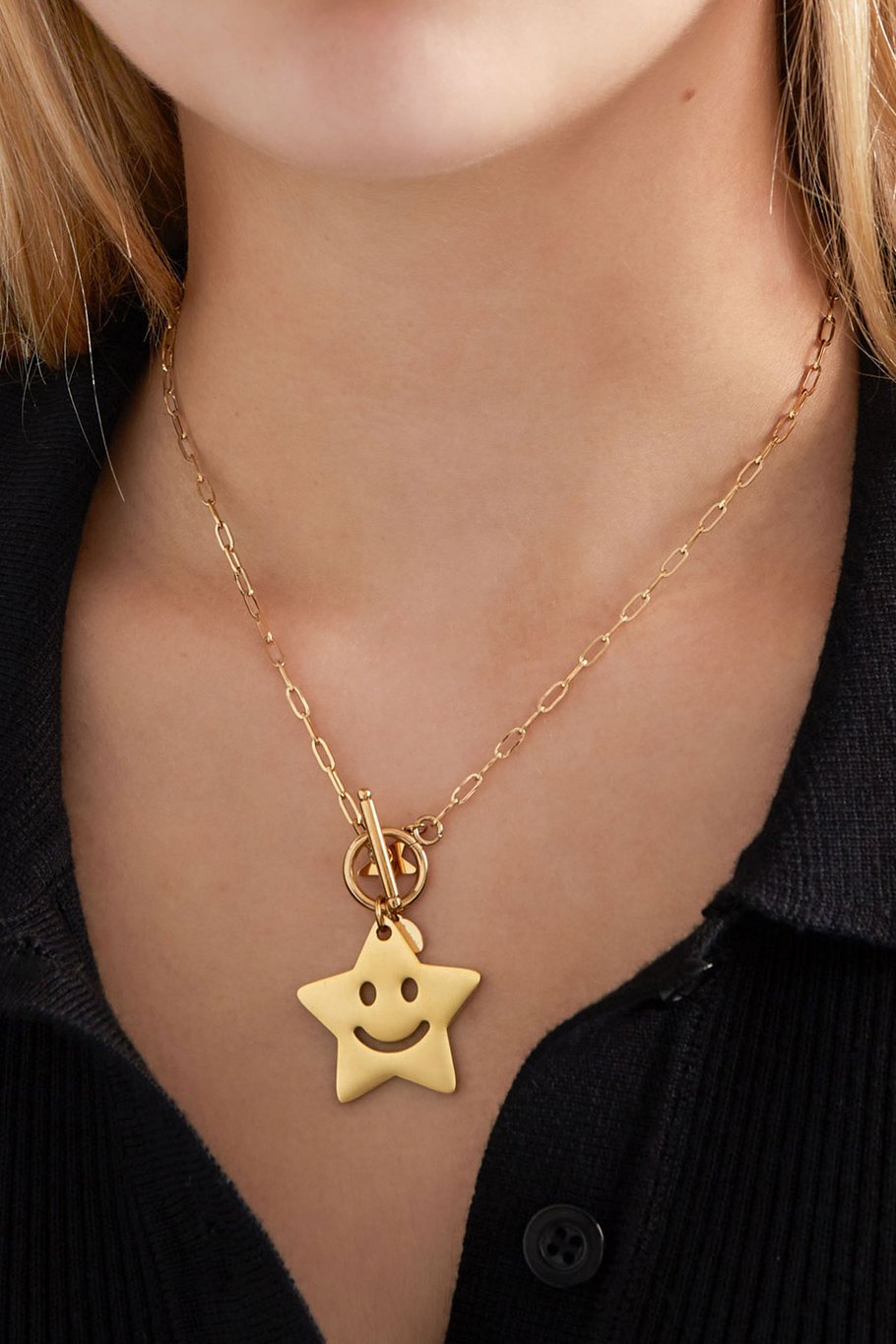 Halskette „Happy Star“ – Goldfarbe  - Goldfarbefarbe Bild2